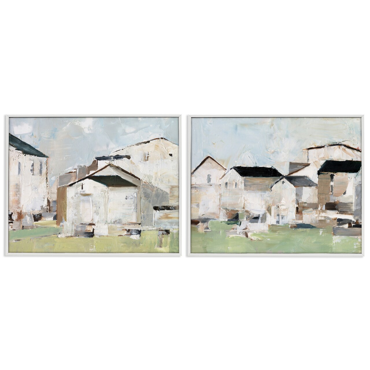 Stupell Industries Cluster of Houses View 2pc Framed Giclee Wall Art Set Design by Ethan Harper